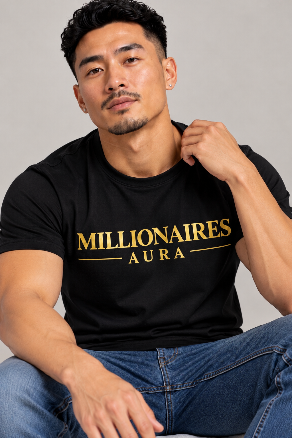 MILLIONAIRES AURA-SIGNATURE BLACK TEES