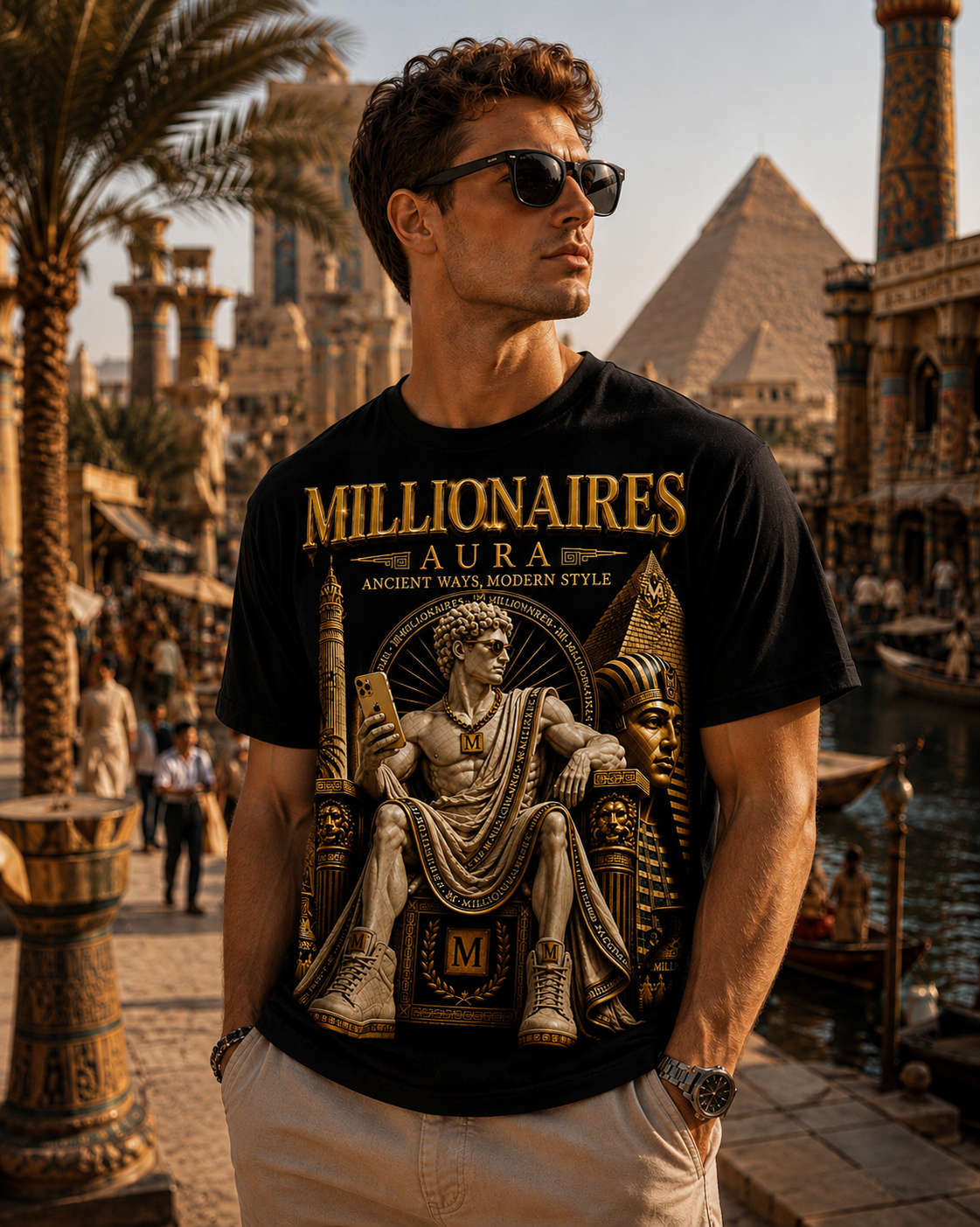 MILLIONAIRES AURA ANCIENT BLACK TEES