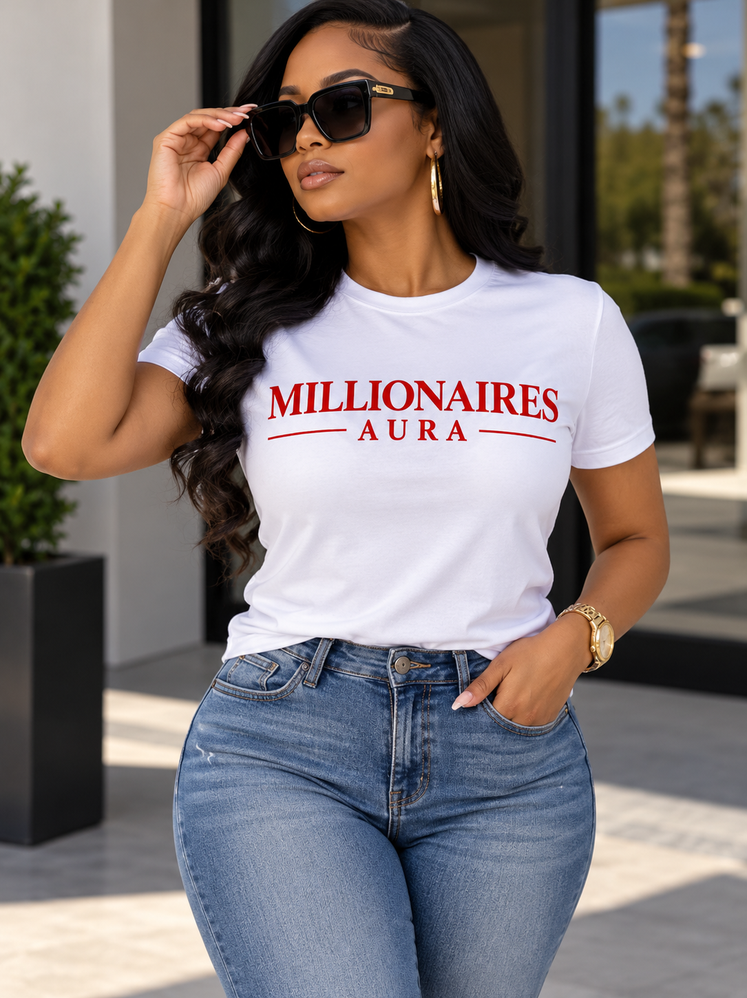 MILLIONAIRES AURA-SIGNATURE WHITE  TEES