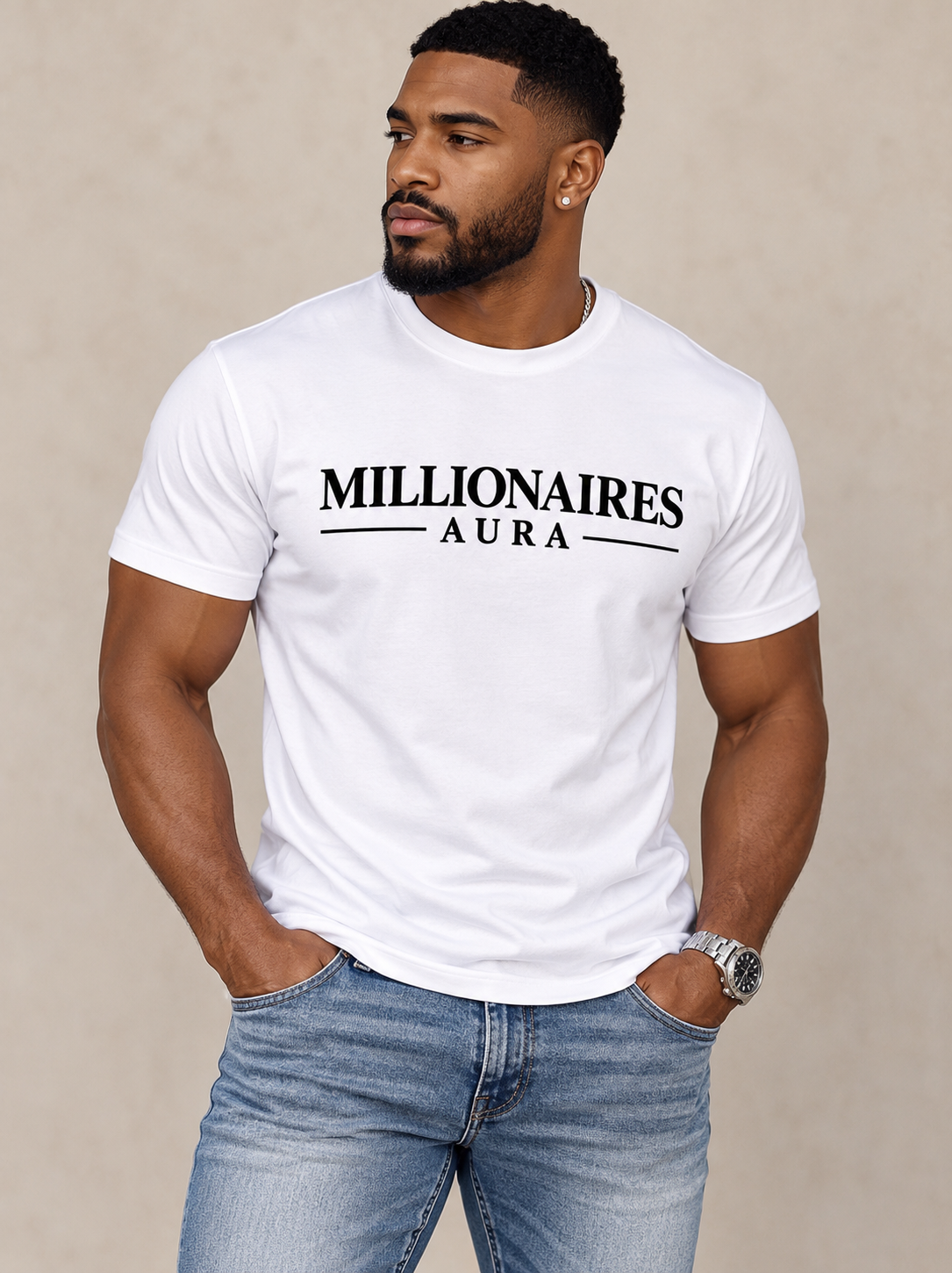 MILLIONAIRES AURA-SIGNATURE WHITE  TEES