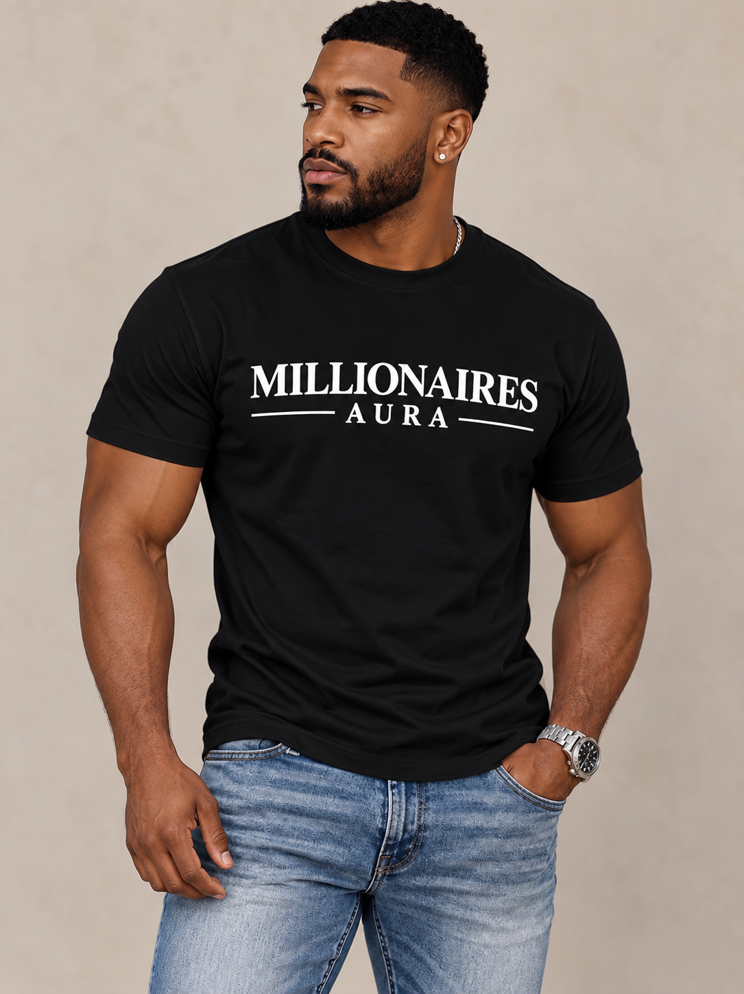 MILLIONAIRES AURA-SIGNATURE BLACK TEES